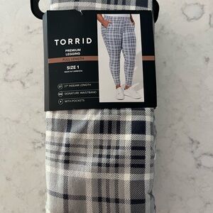 Torrid Blue and White Plaid Leggings